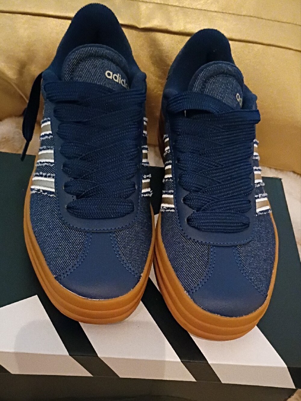 adidas Navy Blue Sneakers with Gum Brown Sole - Picture 5 of 8